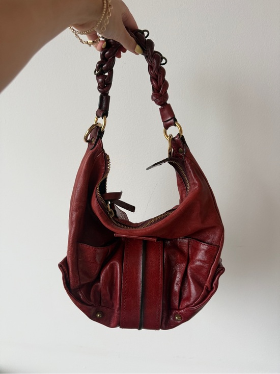 Chloe Handbags - Authentic Vintage Chloe Red Leather Hobo Bag with Braided Handle